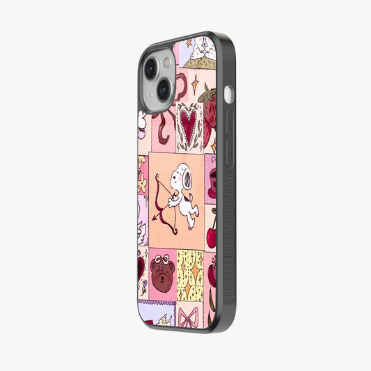 Sweetheart Snoopy Cute Love Patchwork Abstract Glass Case