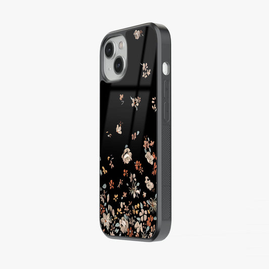 Elegant Floral on Black Aesthetic Glass Case
