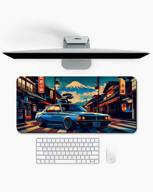 Japanese Car In The City Desk Mat