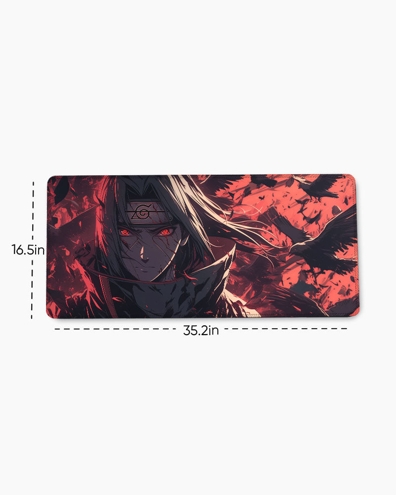 Crimson Crow's Descent Desk Mat