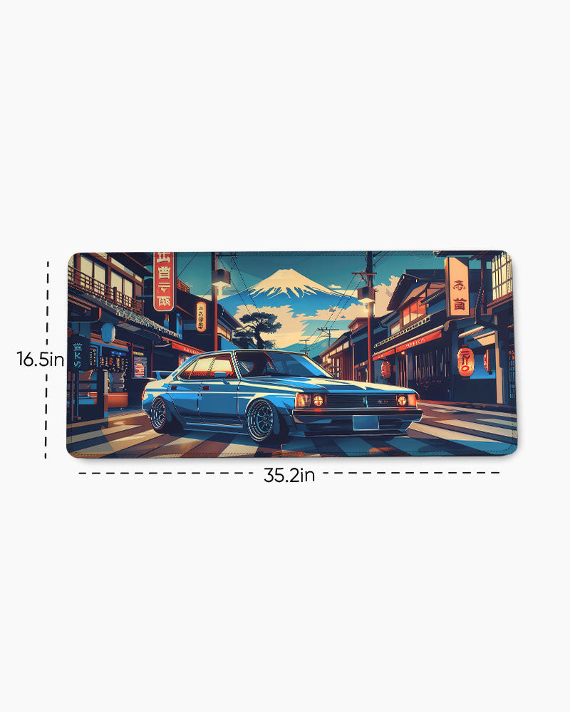 Japanese Car In The City Desk Mat