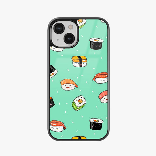Kawaii Sushi Squad Minty Abstract Glass Case