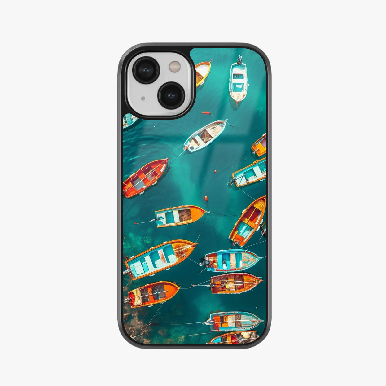 Mediterranean Drift Colorful Boat Aesthetic Abstract Glass Case