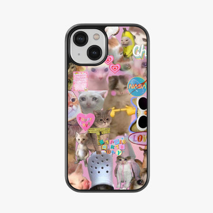 Meme Cat Chaos Abstract Glass Case