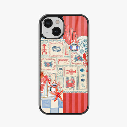 Nautical Charm in Coastal Hues Abstract Glass Case