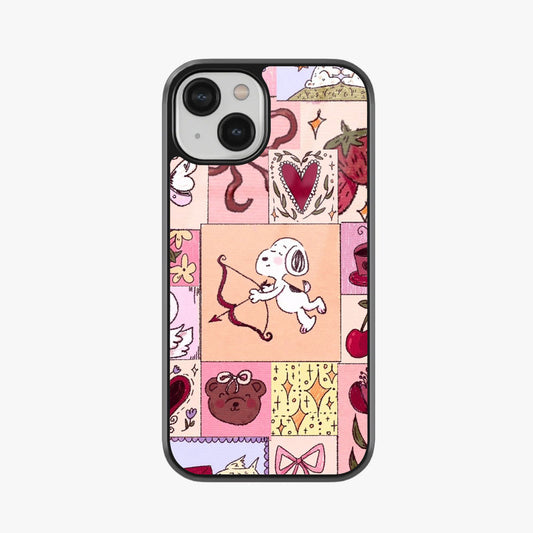 Sweetheart Snoopy Cute Love Patchwork Abstract Glass Case