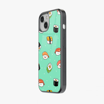 Kawaii Sushi Squad Minty Abstract Glass Case