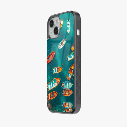 Mediterranean Drift Colorful Boat Aesthetic Abstract Glass Case