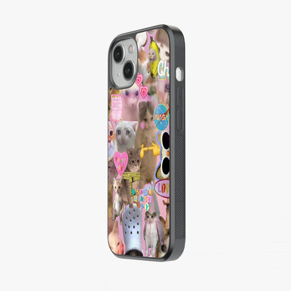 Meme Cat Chaos Abstract Glass Case