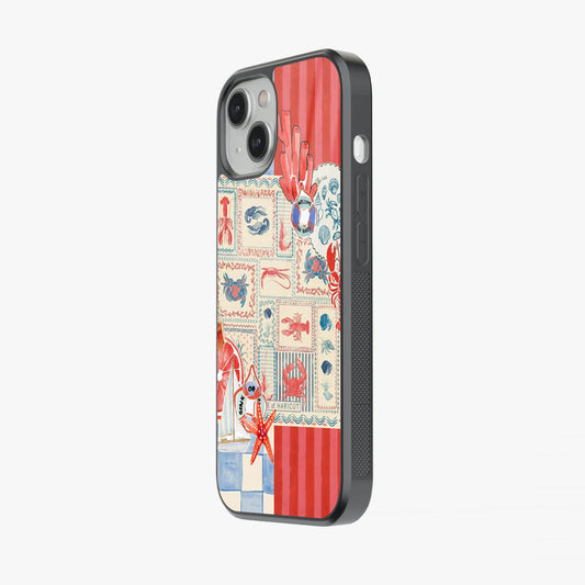 Nautical Charm in Coastal Hues Abstract Glass Case