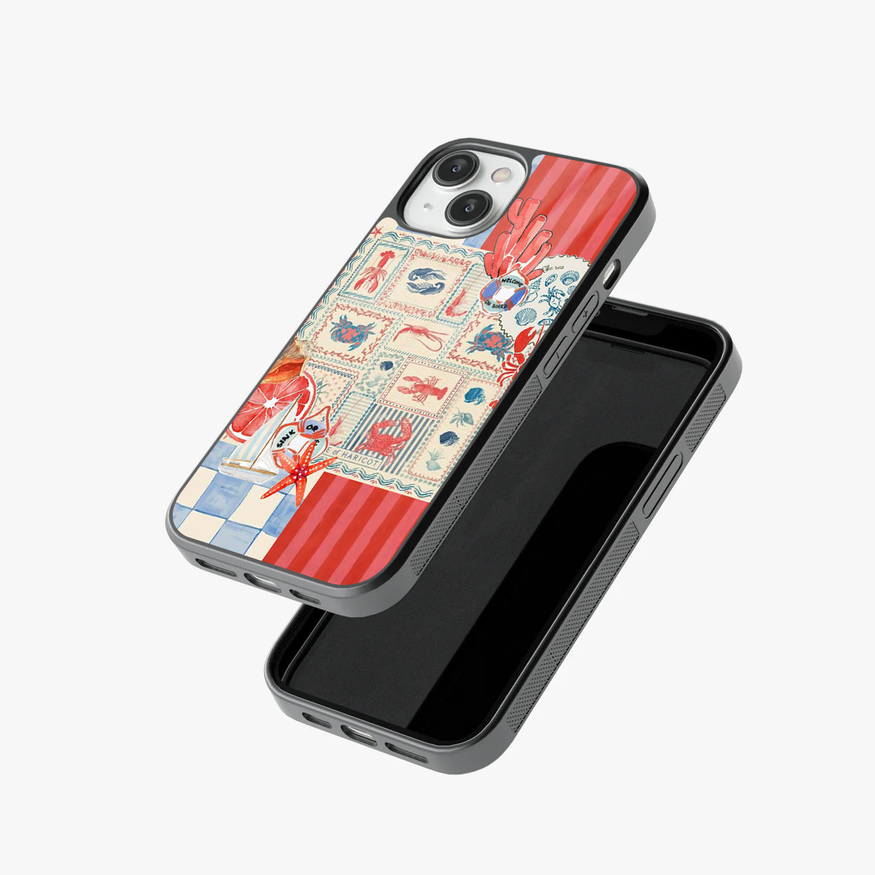 Nautical Charm in Coastal Hues Abstract Glass Case