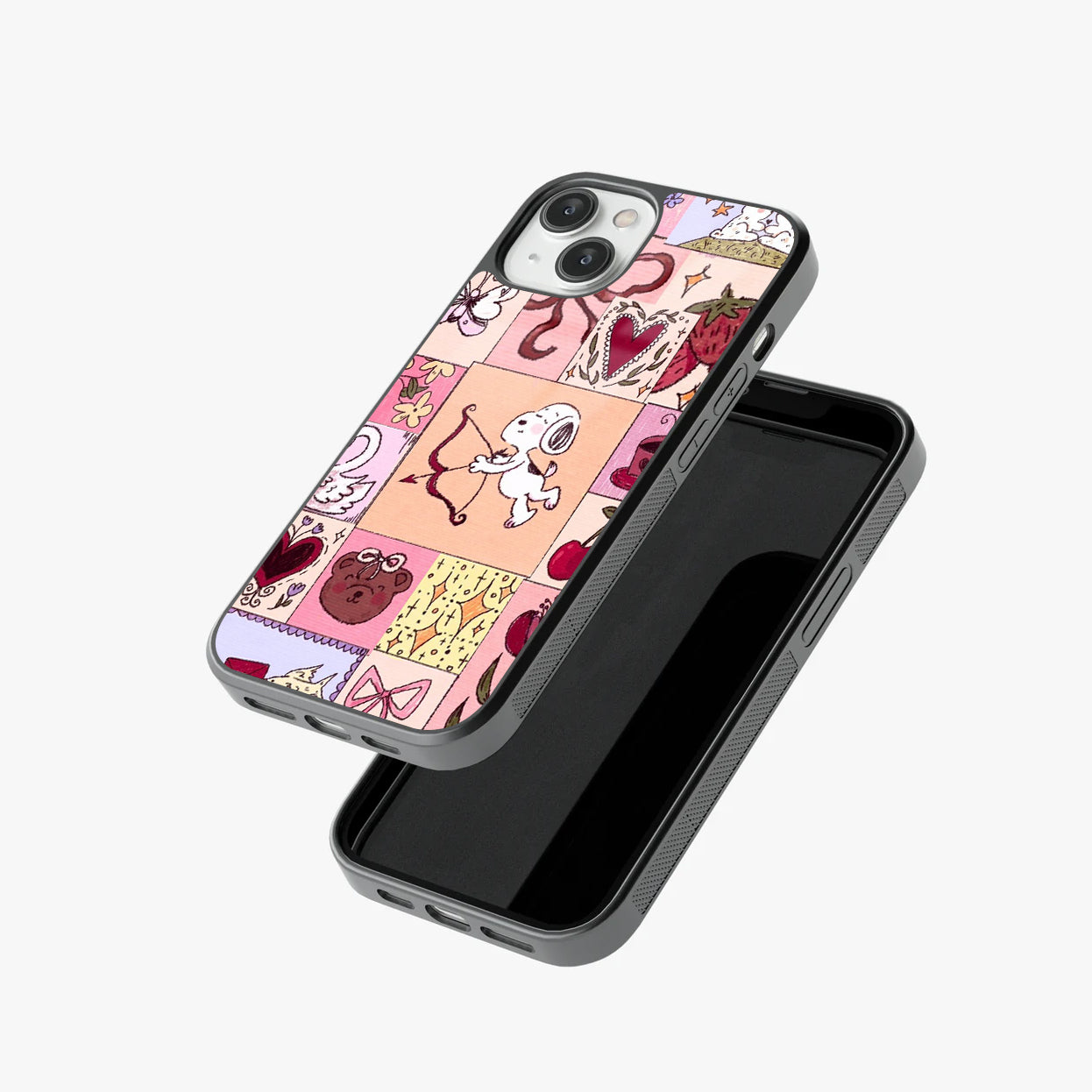Sweetheart Snoopy Cute Love Patchwork Abstract Glass Case