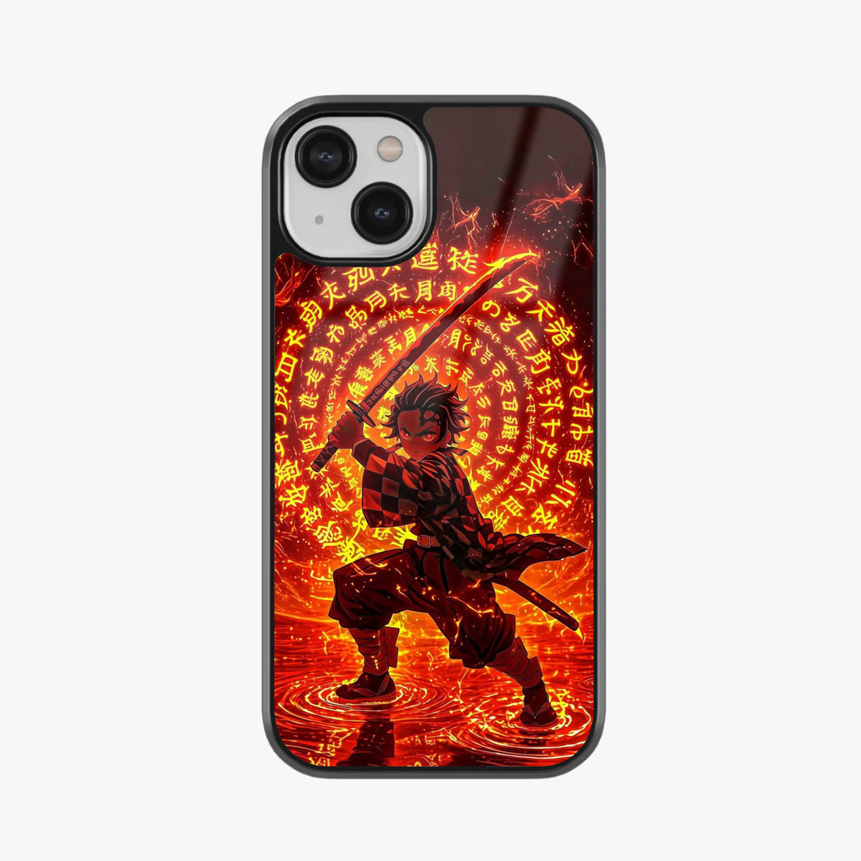 Hinokami Tanjiro Demon Slayer Flame Art Glass Case