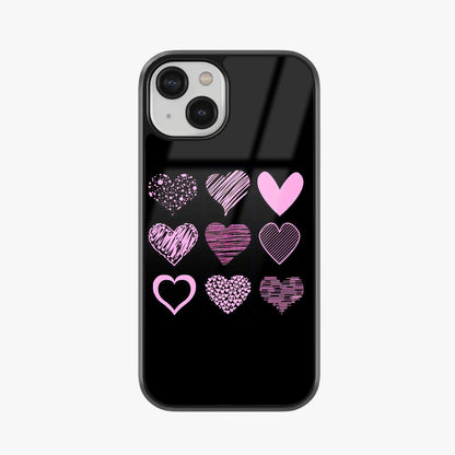 Neon Pink Heart Grid Glass Case