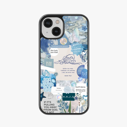 Spiritual Serenity Blue Collage Glass Case