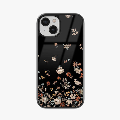 Elegant Floral on Black Aesthetic Glass Case
