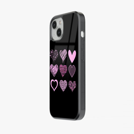 Neon Pink Heart Grid Glass Case