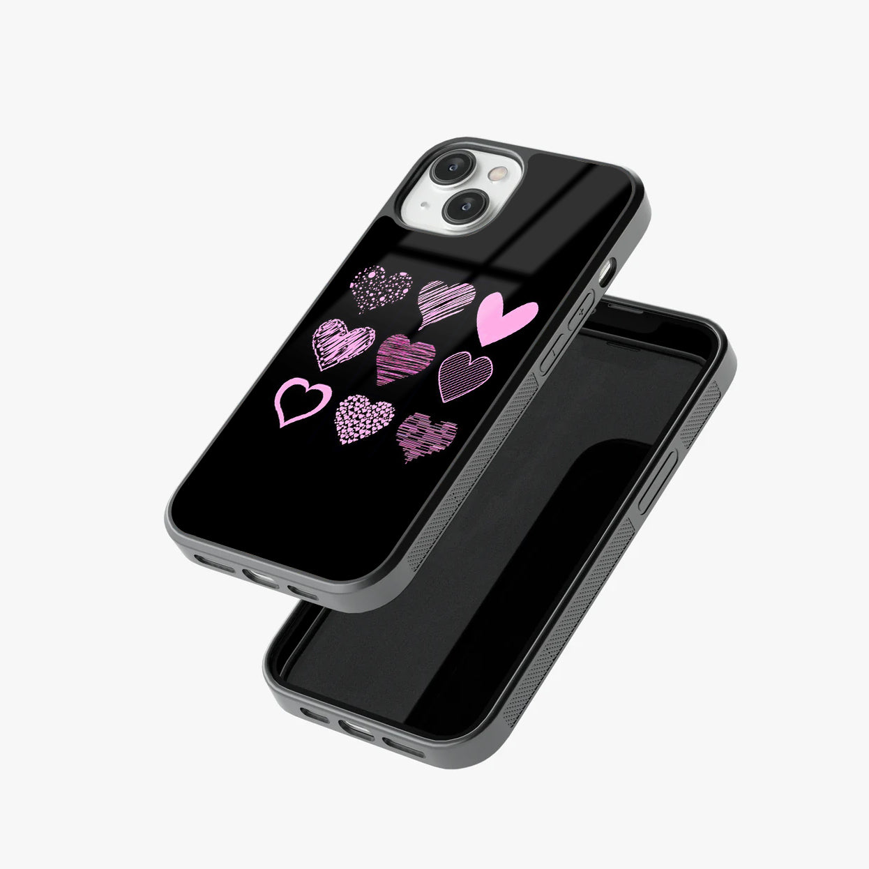 Neon Pink Heart Grid Glass Case