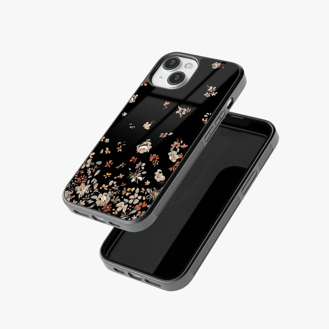 Elegant Floral on Black Aesthetic Glass Case
