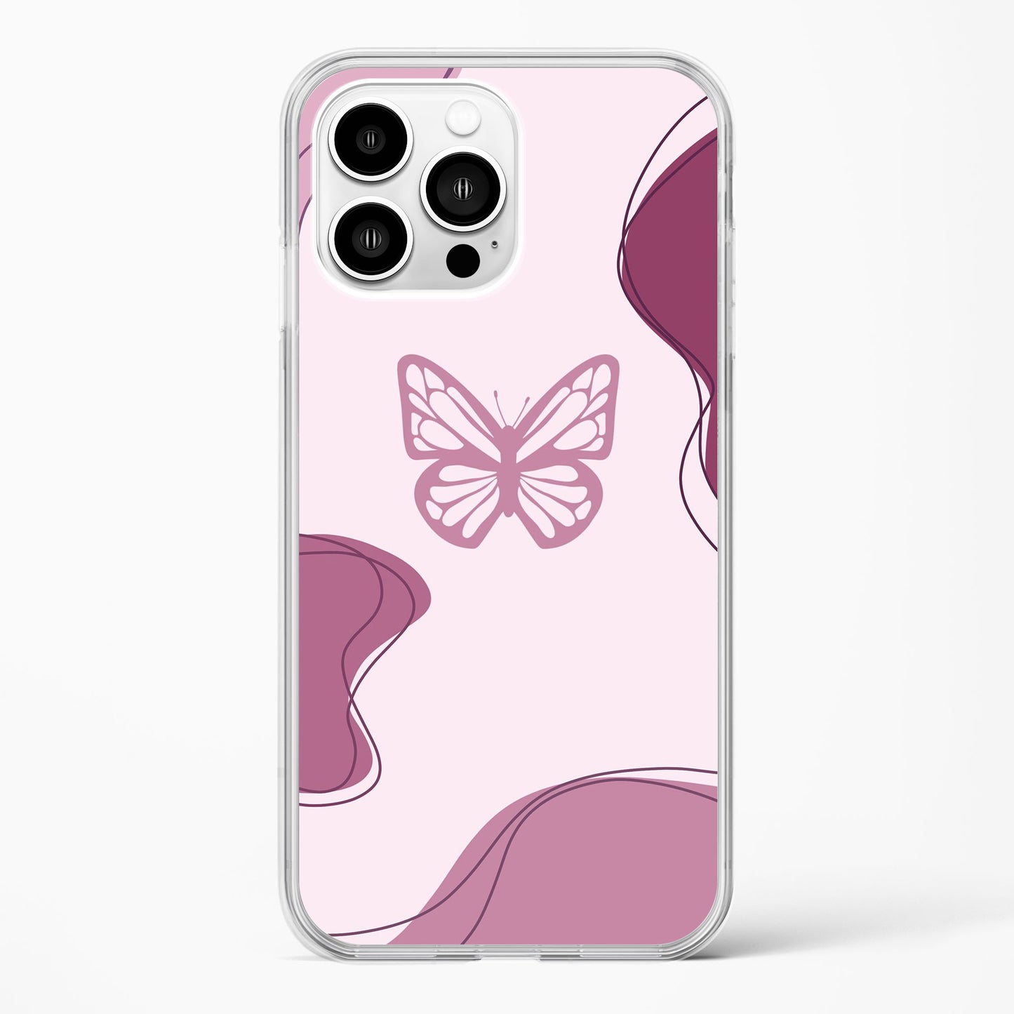 Minimal Pink Butterfly Aesthetic Clear Case