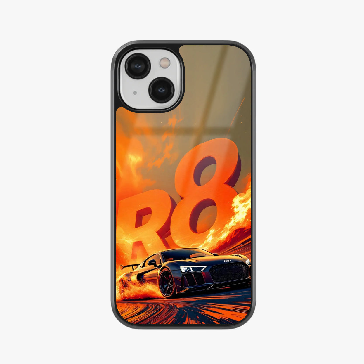 Audi R8 Supercar Fire Flame Design  Glass Case