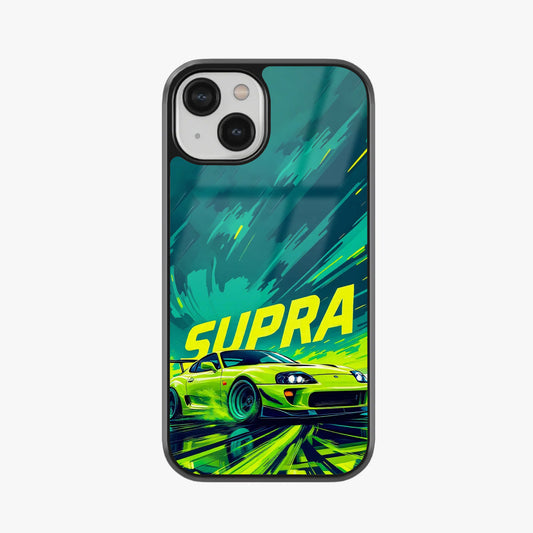 Toyota Supra JDM Sports Car Green Drift Glass Case