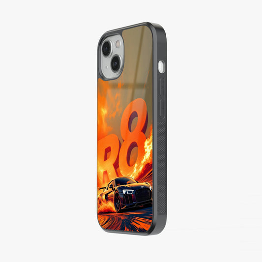 Audi R8 Supercar Fire Flame Design  Glass Case