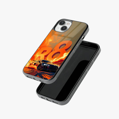 Audi R8 Supercar Fire Flame Design  Glass Case