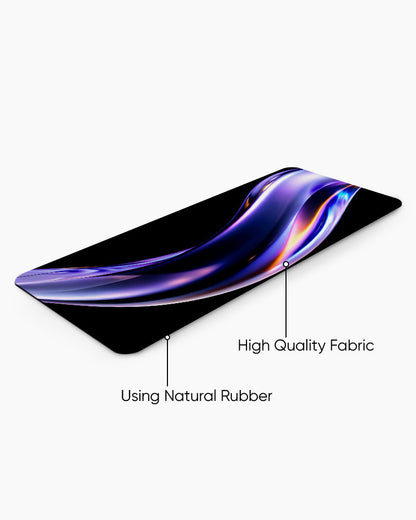 Abstract Fluid Holographic Iridescent Purple Curved Wave Desk Mat