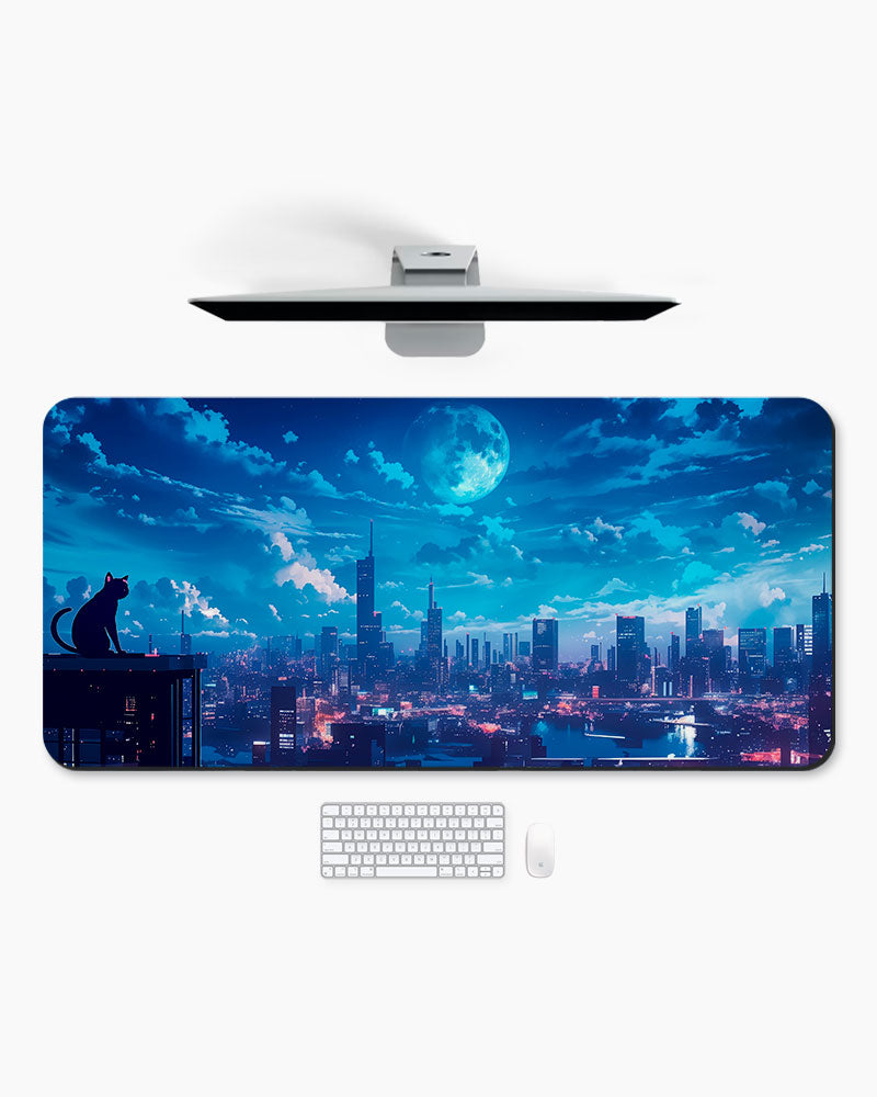 Anime Night Sky Illustration Desk Mat