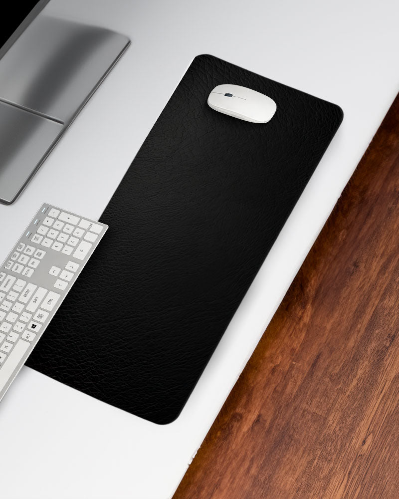 Black Leather Texture Desk Mat