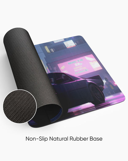 Cartoon woman Sitting Car Desk Mat