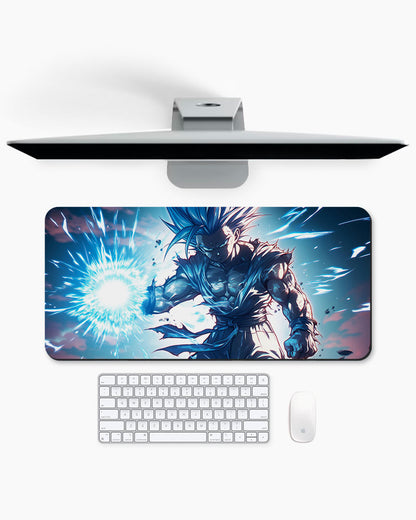 The Saiyan's Azure Fury Desk Mat