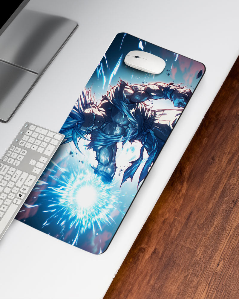 The Saiyan's Azure Fury Desk Mat