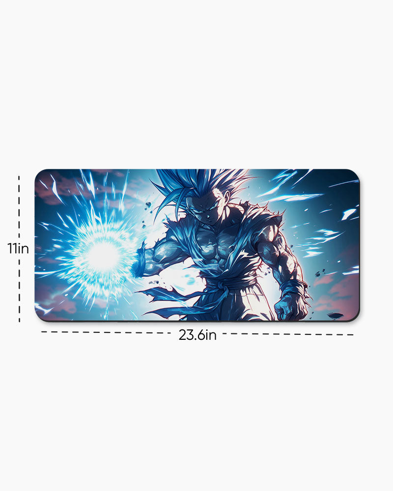 The Saiyan's Azure Fury Desk Mat