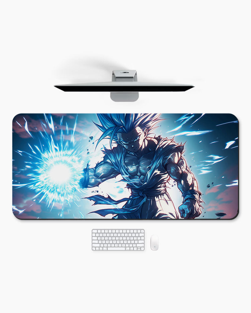 The Saiyan's Azure Fury Desk Mat