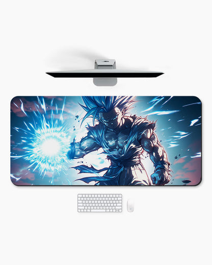 The Saiyan's Azure Fury Desk Mat