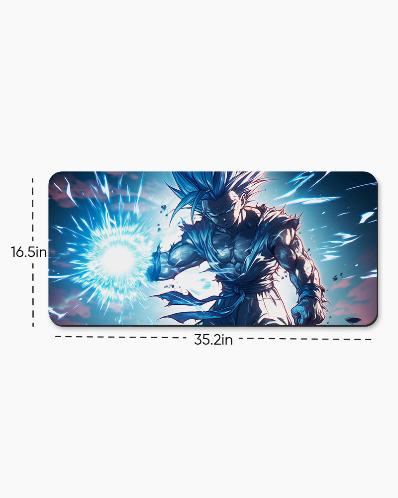 The Saiyan's Azure Fury Desk Mat