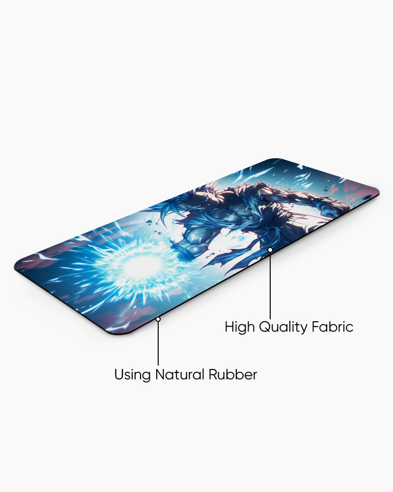 The Saiyan's Azure Fury Desk Mat