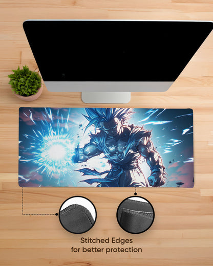 The Saiyan's Azure Fury Desk Mat