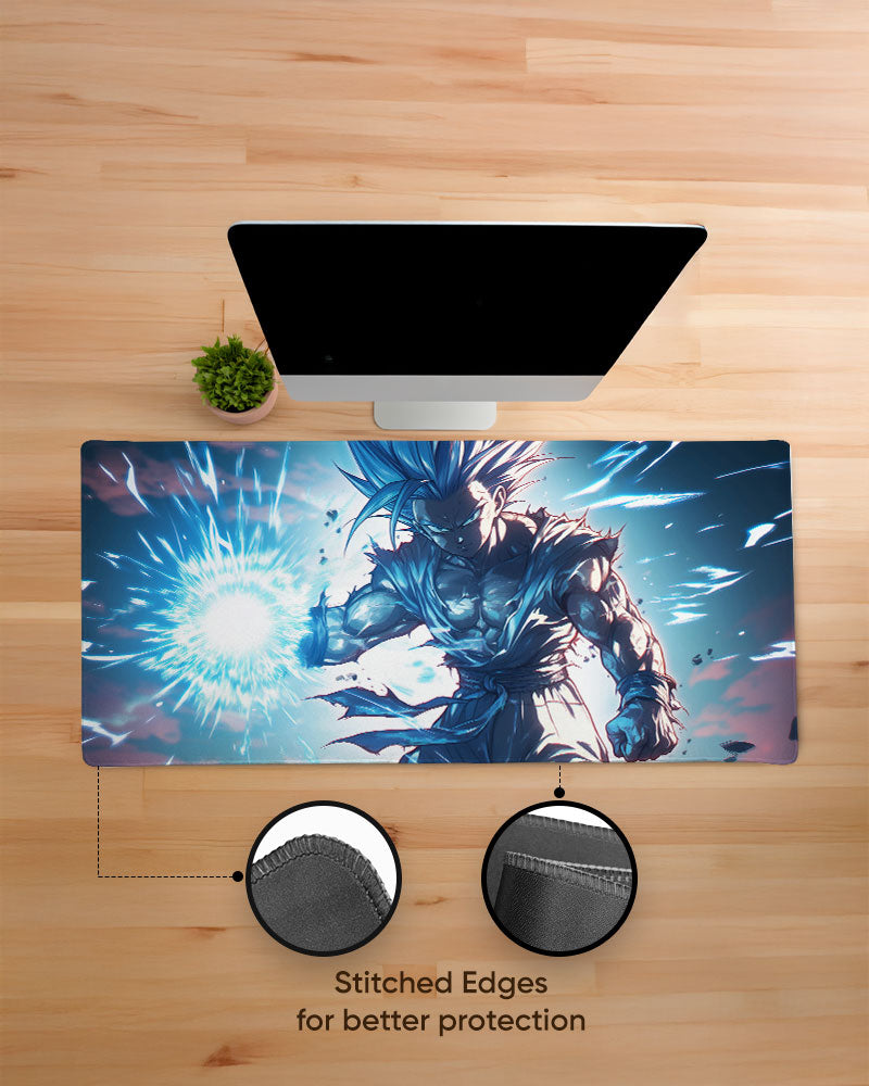 The Saiyan's Azure Fury Desk Mat