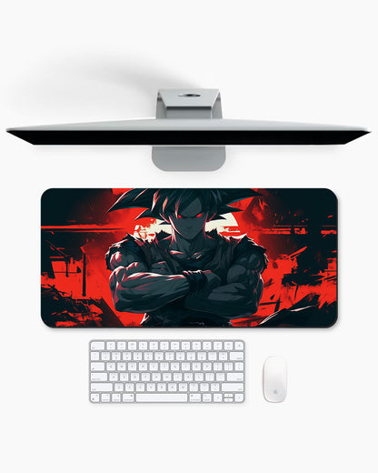 The Saiyan's Crimson Presence Desk Mat