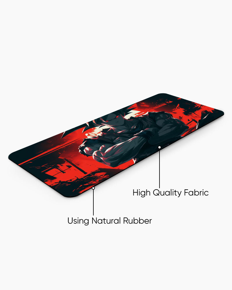 The Saiyan's Crimson Presence Desk Mat