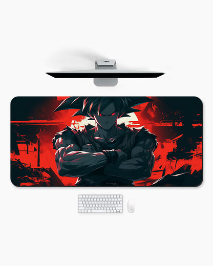 The Saiyan's Crimson Presence Desk Mat