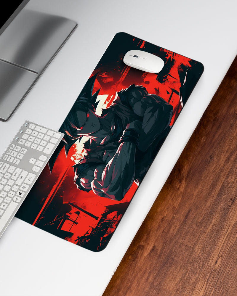 The Saiyan's Crimson Presence Desk Mat