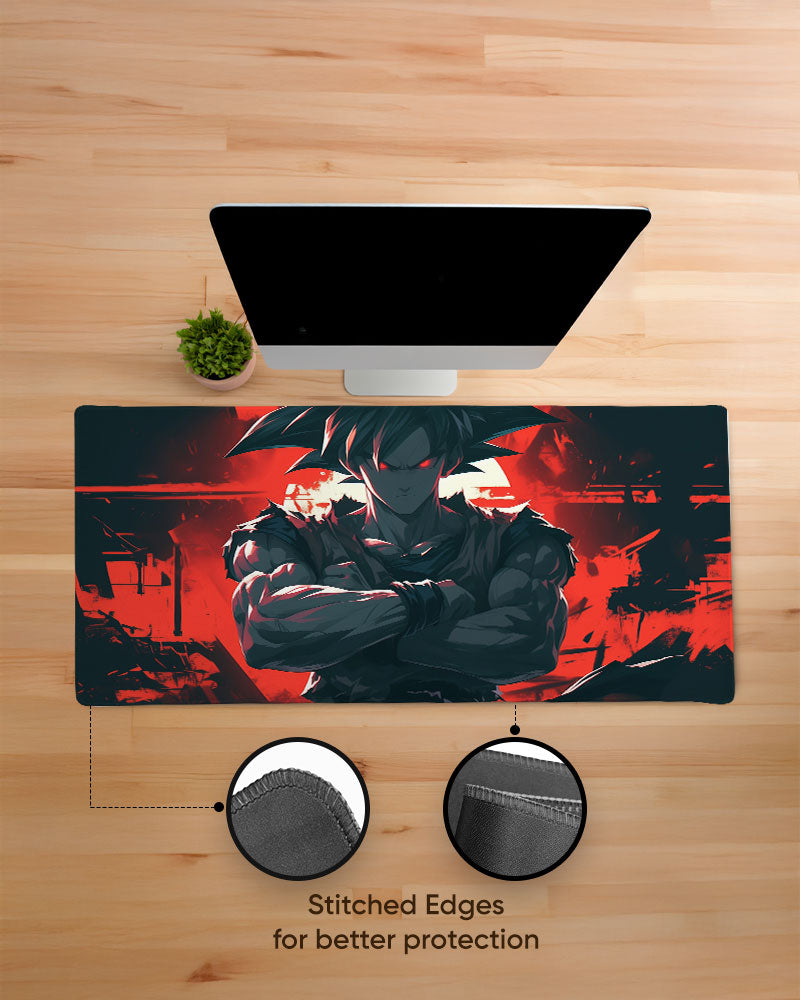 The Saiyan's Crimson Presence Desk Mat