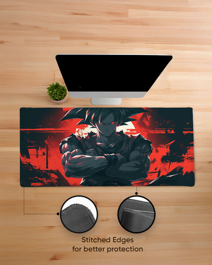 The Saiyan's Crimson Presence Desk Mat