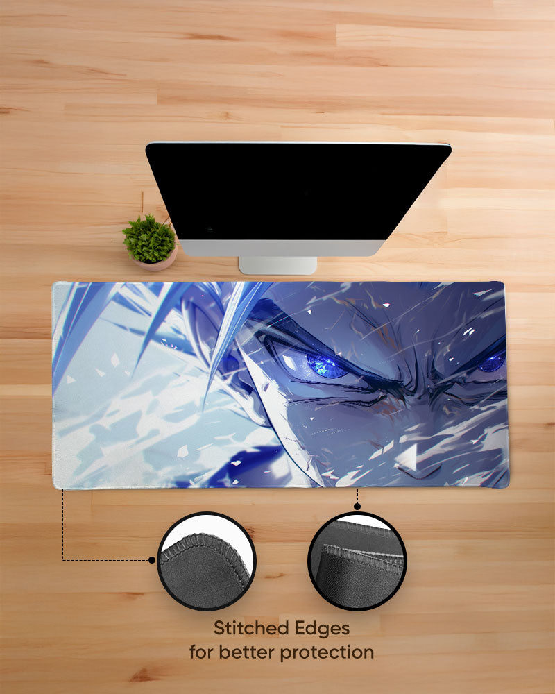 The Saiyan's Blue Aura Desk Mat
