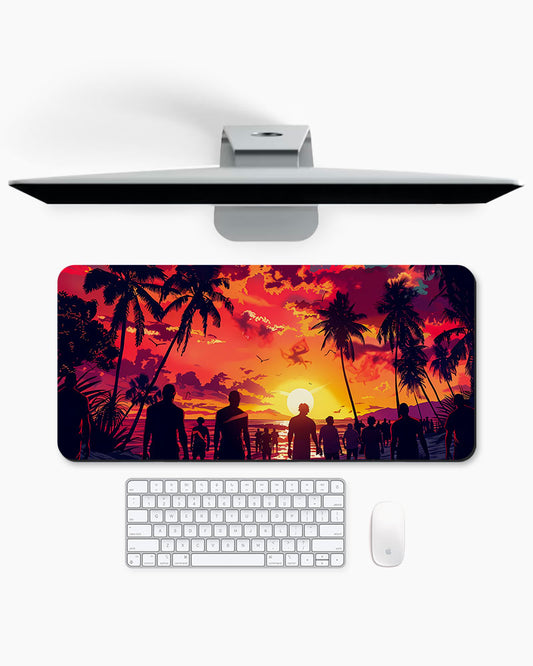 Hawaii Illustration Retro Comic Style Desk Mat