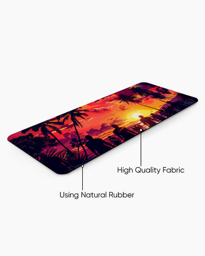 Hawaii Illustration Retro Comic Style Desk Mat